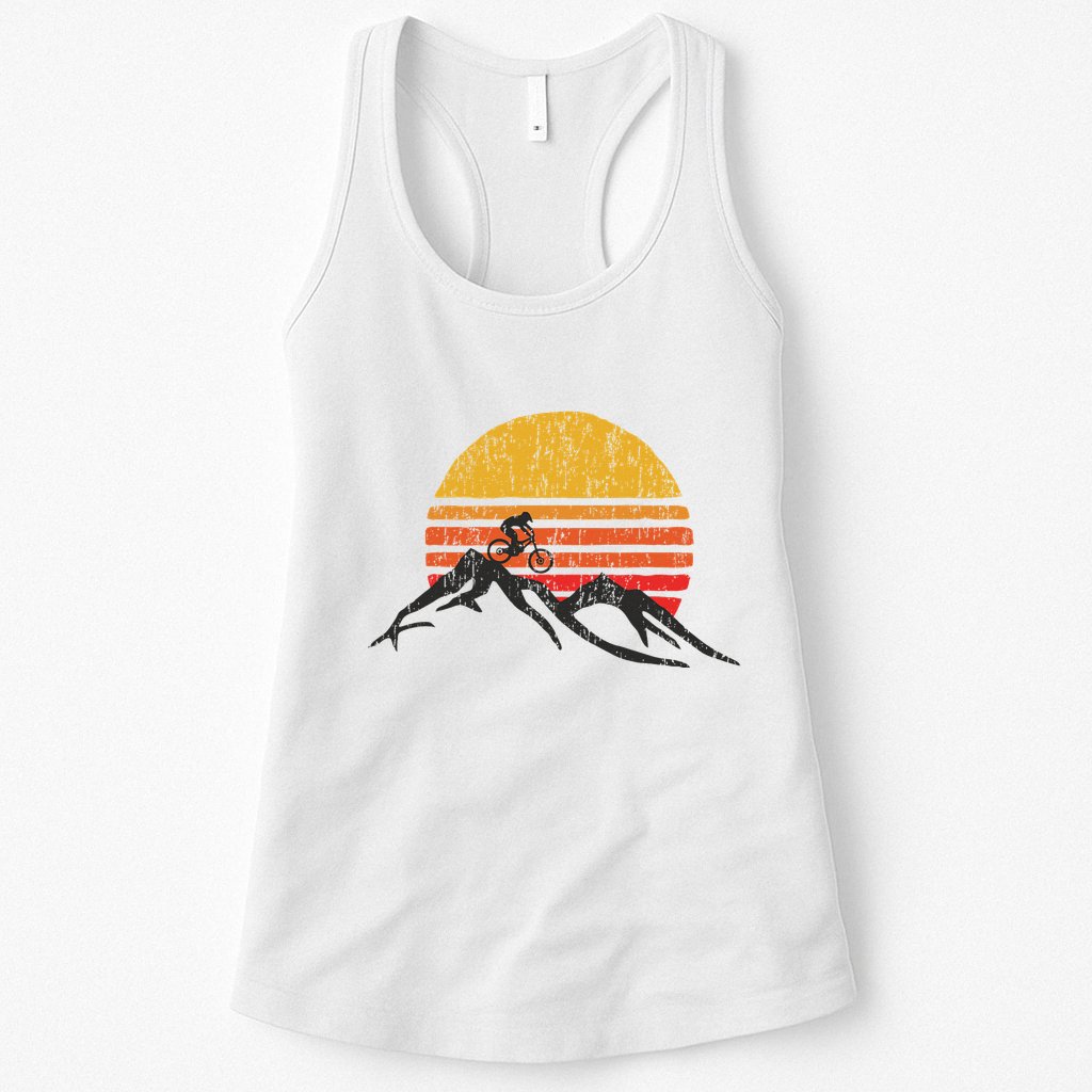 Mountain Bike Vintage Sunset Design Graphic Womens Tank Top