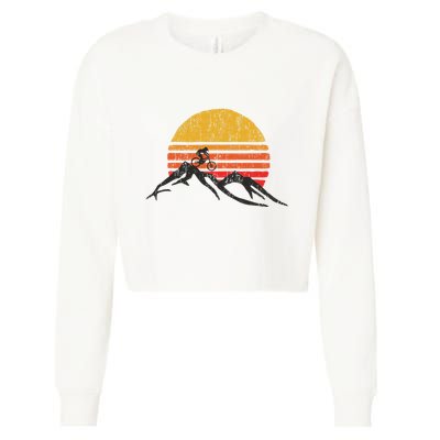 Mountain Bike Vintage Sunset Design Graphic Cropped Pullover Crew