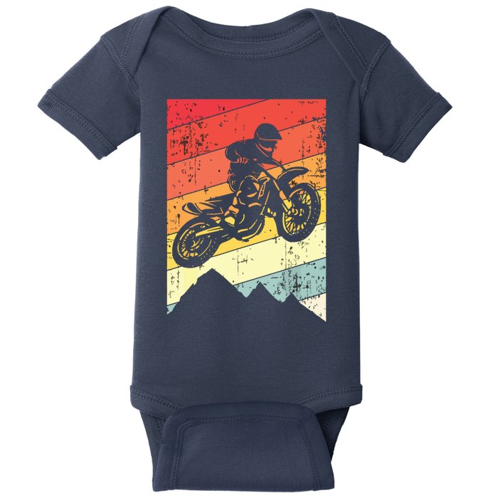 Motocross Bike Vintage Dirtbike Gift Racing Retro Dirt Bike Baby Bodysuit