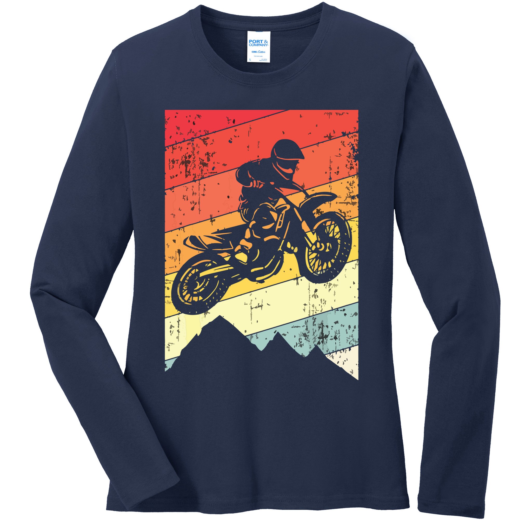 Motocross Bike Vintage Dirtbike Gift Racing Retro Dirt Bike Ladies Long Sleeve Shirt