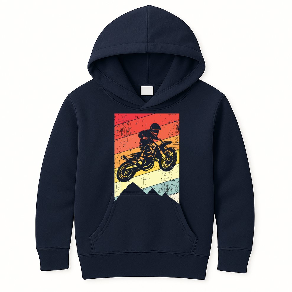 Motocross Bike Vintage Dirtbike Gift Racing Retro Dirt Bike Kids Hoodie