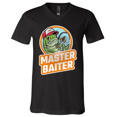 Master Baiter Vintage Bass Fishing V-Neck T-Shirt