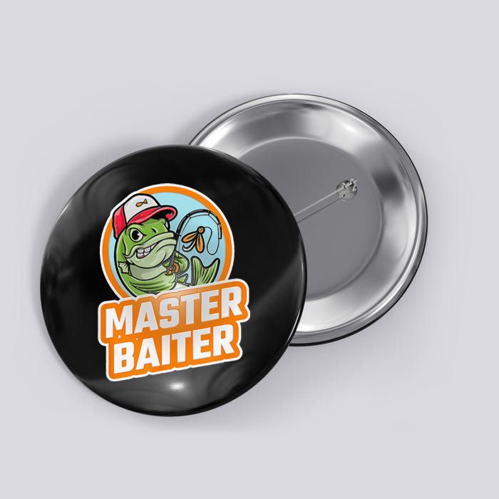 Master Baiter Vintage Bass Fishing Funny Angler Button