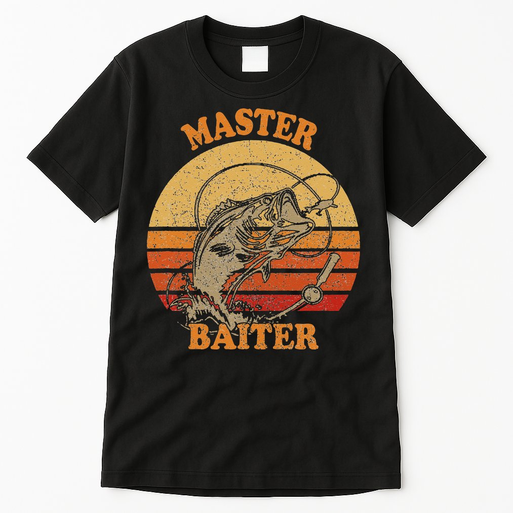 Master Baiter Vintage Bass Fishing Funny Camping Tall T-Shirt