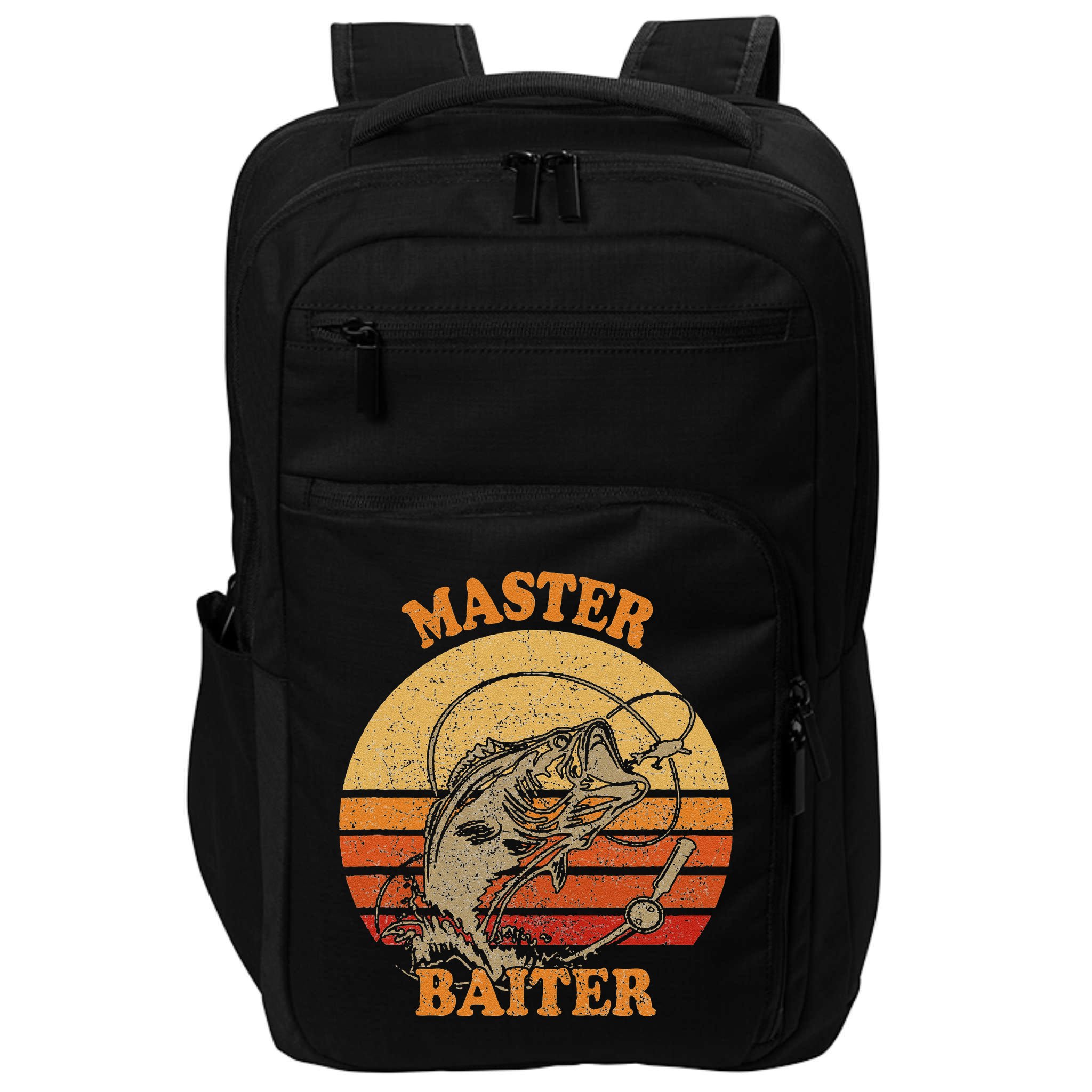 Master Baiter Vintage Bass Fishing Funny Camping Impact Tech Backpack