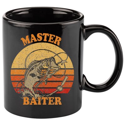 Master Baiter Vintage Bass Fishing Funny Camping 11oz C Handle Ceramic Mug