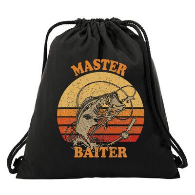 Master Baiter Vintage Bass Fishing Funny Camping Drawstring Bag