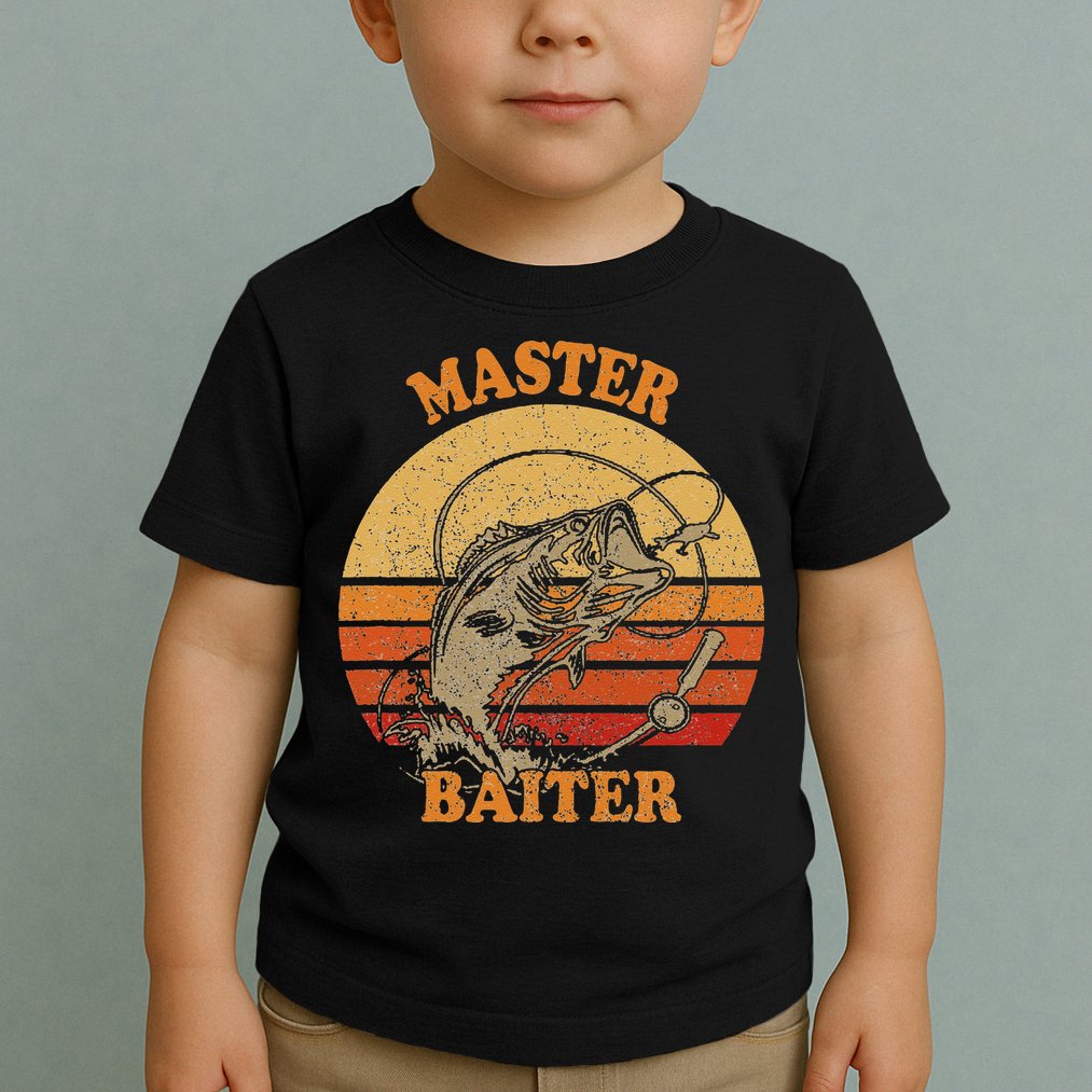 Master Baiter Vintage Bass Fishing Funny Camping Toddler T-Shirt