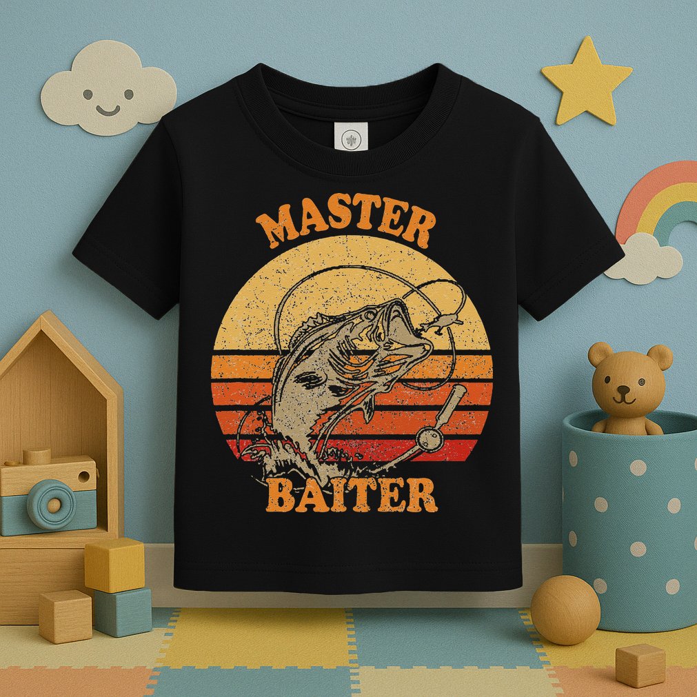Master Baiter Vintage Bass Fishing Funny Camping Toddler T-Shirt