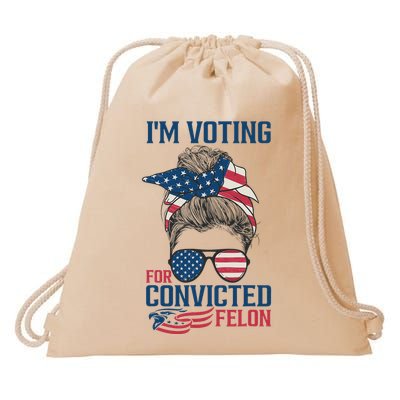Messy Bun Voting For The Felon Design Drawstring Bag