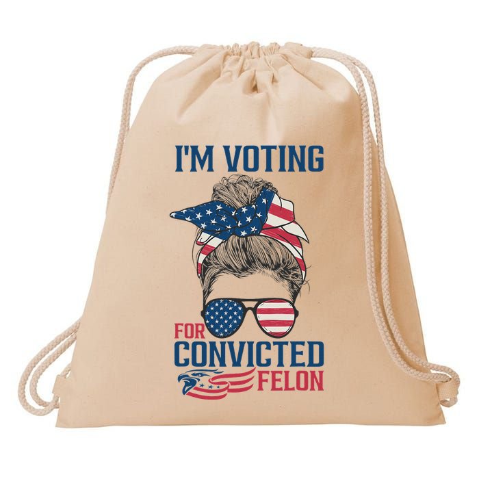 Messy Bun Voting For The Felon Design Drawstring Bag