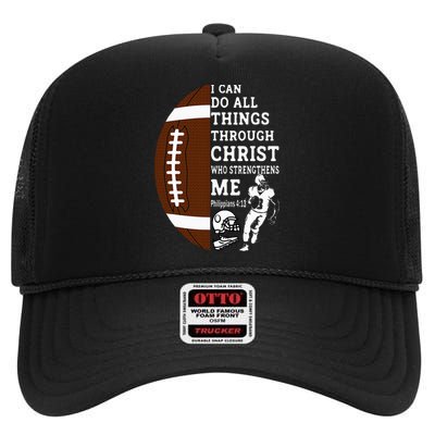 Motivational Bible Verse Christian Gifts Football High Crown Mesh Back Trucker Hat