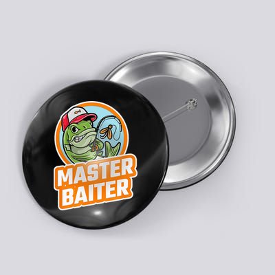 Master Baiter Vintage Bass Fishing Funny Angler Button