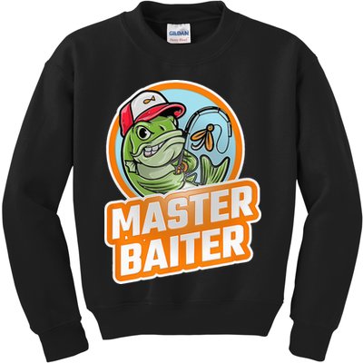 Master Baiter Vintage Bass Fishing Funny Angler Kids Sweatshirt