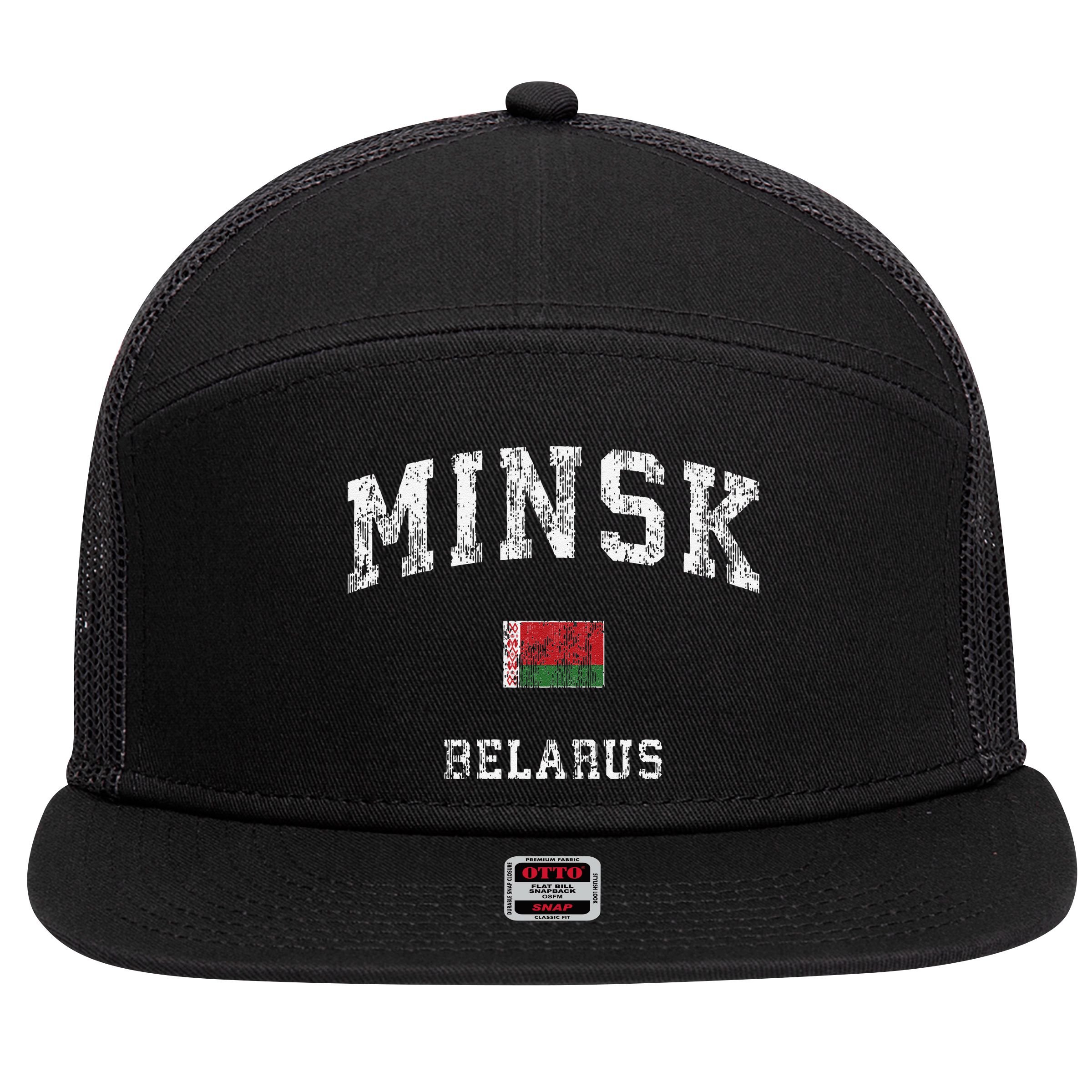 Minsk Belarus Vintage Athletic Sports 7 Panel Mesh Trucker Snapback Hat