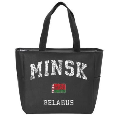 Minsk Belarus Vintage Athletic Sports Zip Tote Bag