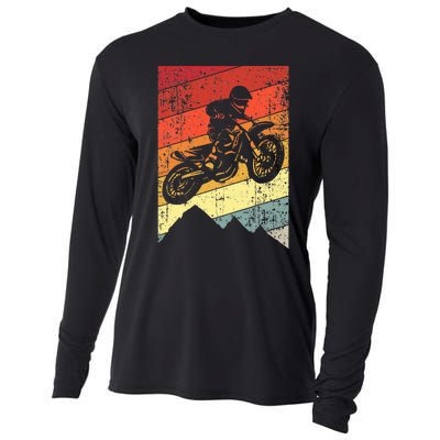 Motocross Bike Vintage Dirtbike Gift Racing Retro Cooling Performance Long Sleeve Crew