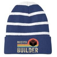 Master Builder Vintage Style Lego Gift Striped Beanie with Solid Band