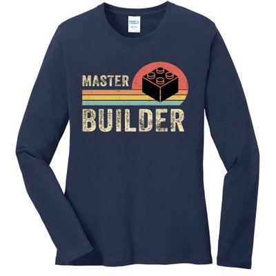 Master Builder Vintage Style Lego Gift Ladies Long Sleeve Shirt