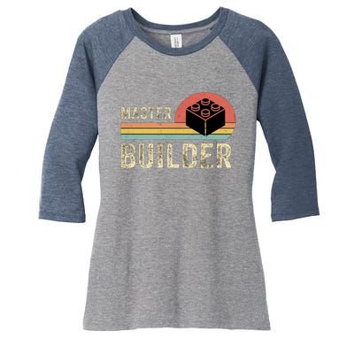 Master Builder Vintage Style Lego Gift Women's Tri-Blend 3/4-Sleeve Raglan Shirt