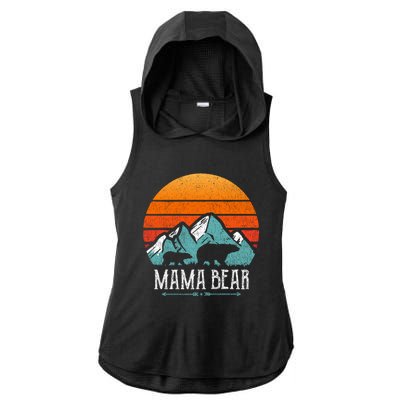 Mama Bear Vintage Mothers Day Retro Mom Ladies PosiCharge Tri-Blend Wicking Draft Hoodie Tank