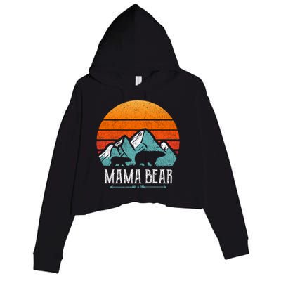 Mama Bear Vintage Mothers Day Retro Mom Crop Fleece Hoodie