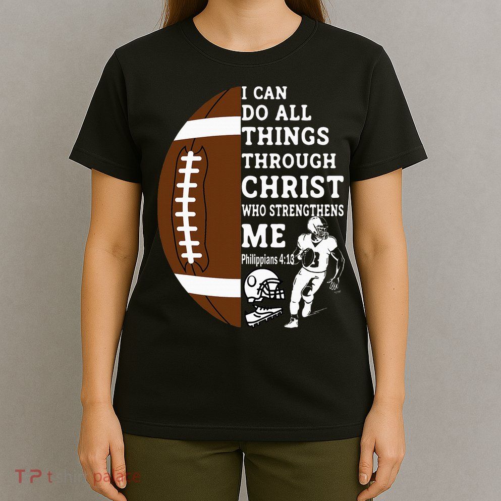 Motivational Bible Verse Christian Gifts Football T-Shirt