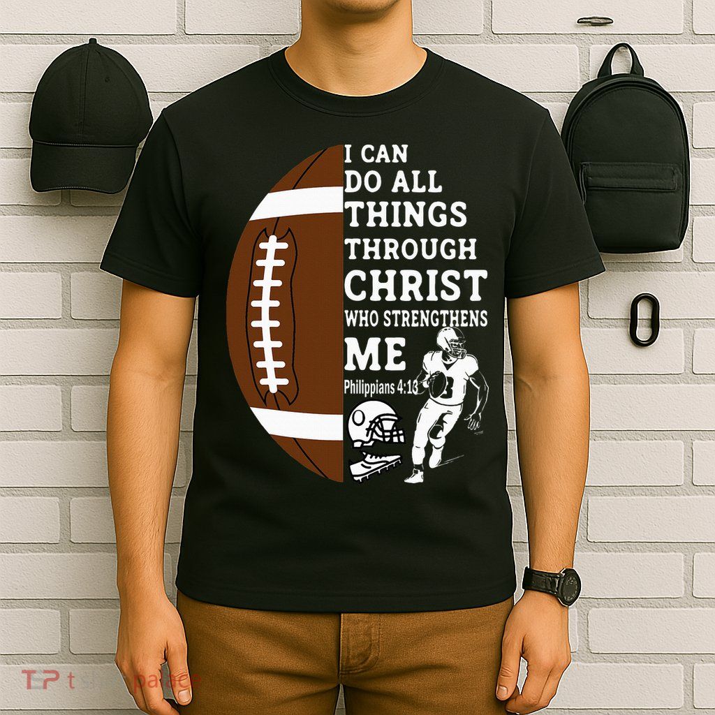 Motivational Bible Verse Christian Gifts Football T-Shirt