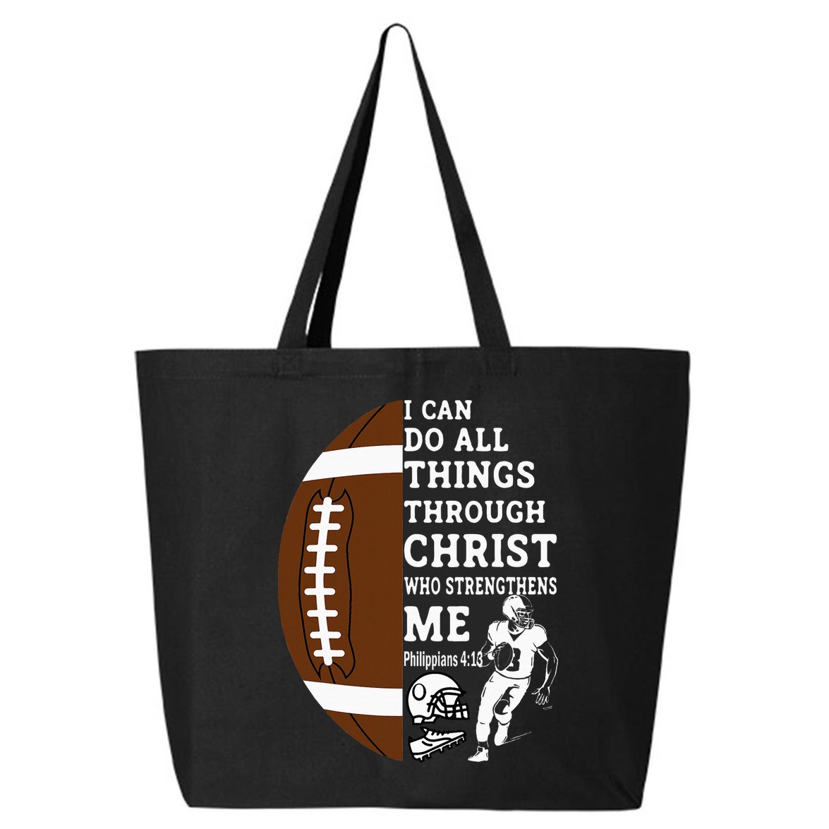 Motivational Bible Verse Christian Gifts Football 25L Jumbo Tote