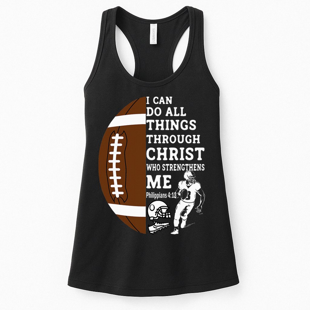 Motivational Bible Verse Christian Gifts Football Womens Tank Top