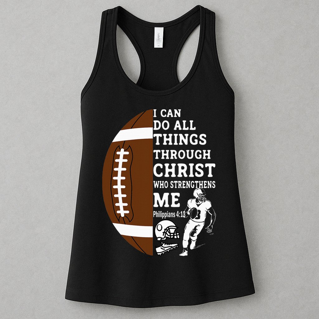 Motivational Bible Verse Christian Gifts Football Womens Tank Top