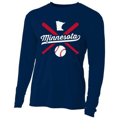 Minnesota Baseball Vintage State Pride Love City Cooling Performance Long Sleeve Crew