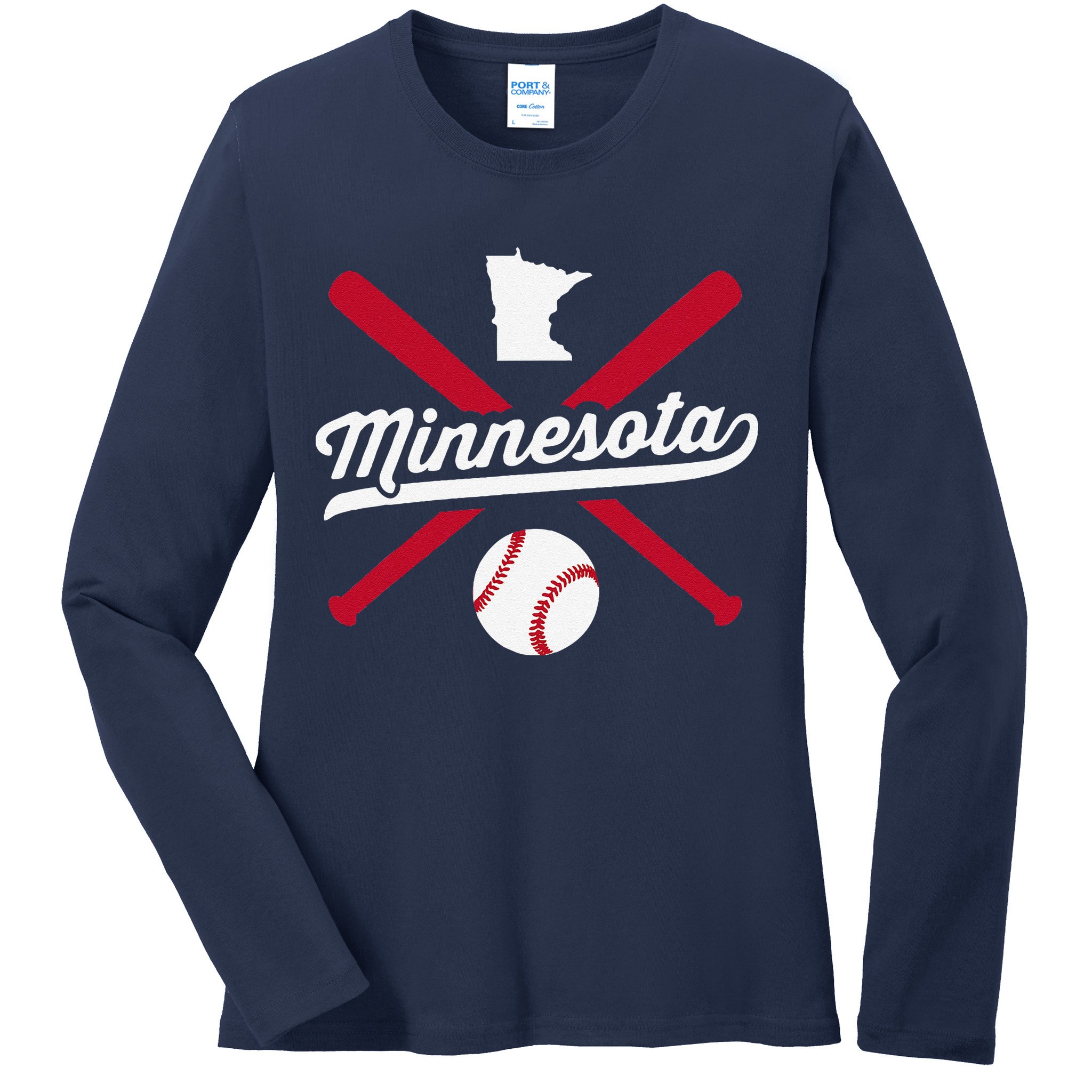 Minnesota Baseball Vintage State Pride Love City Ladies Long Sleeve Shirt