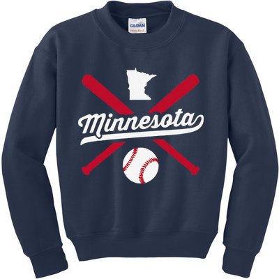 Minnesota Baseball Vintage State Pride Love City Kids Sweatshirt