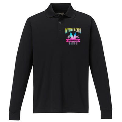 Myrtle Beach Vacation South Carolina Souvenir Performance Long Sleeve Polo