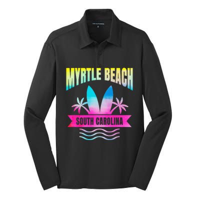 Myrtle Beach Vacation South Carolina Souvenir Silk Touch Performance Long Sleeve Polo