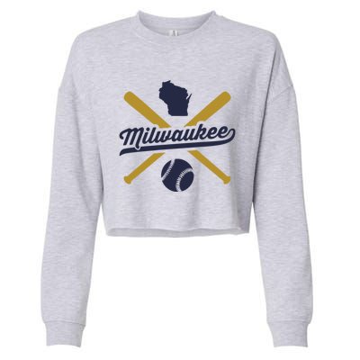 Milwaukee Baseball Vintage Wisconsin Pride Love City Gift Cropped Pullover Crew