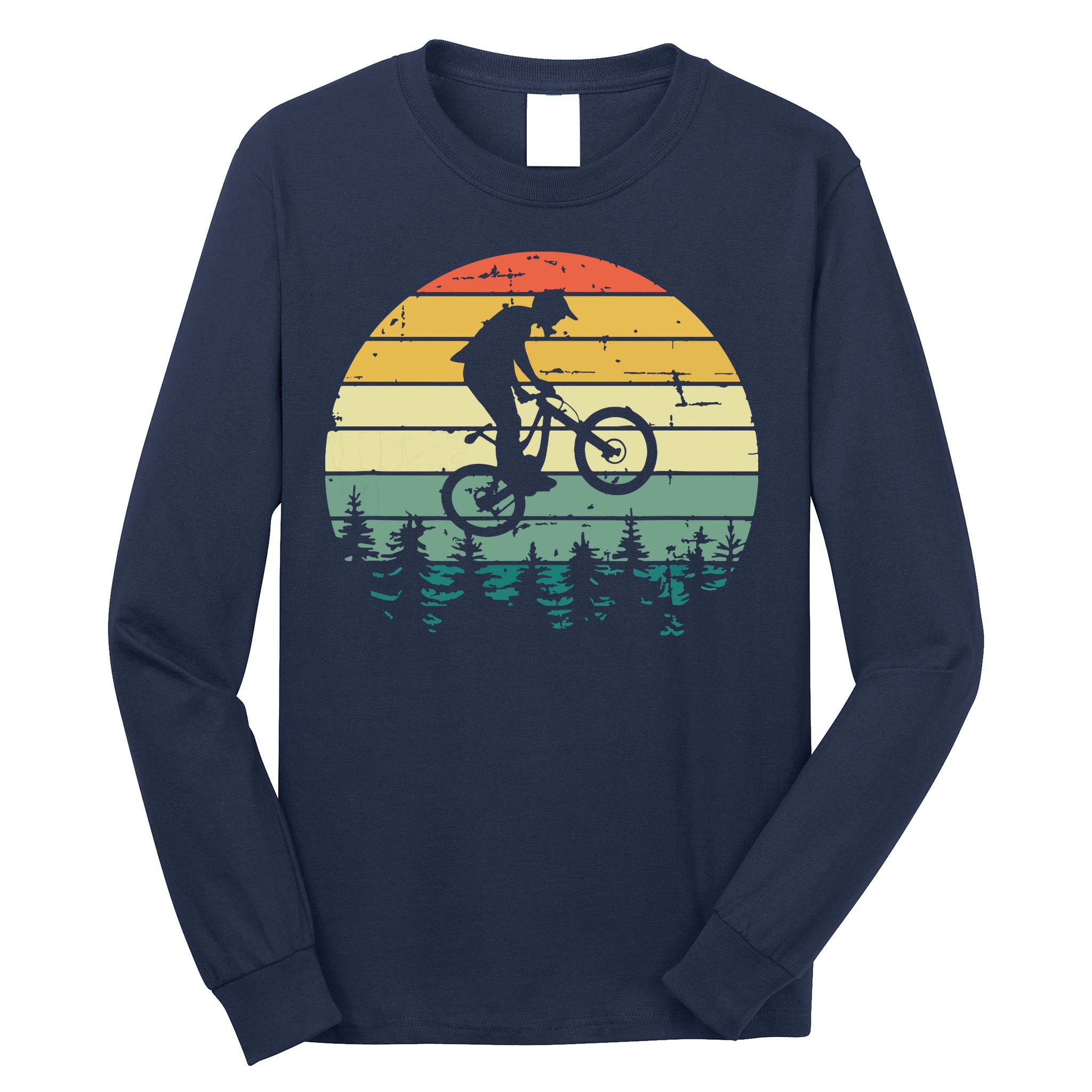 Mountain Bike Vintage Downhill Biking MTB Riding Long Sleeve Shirt