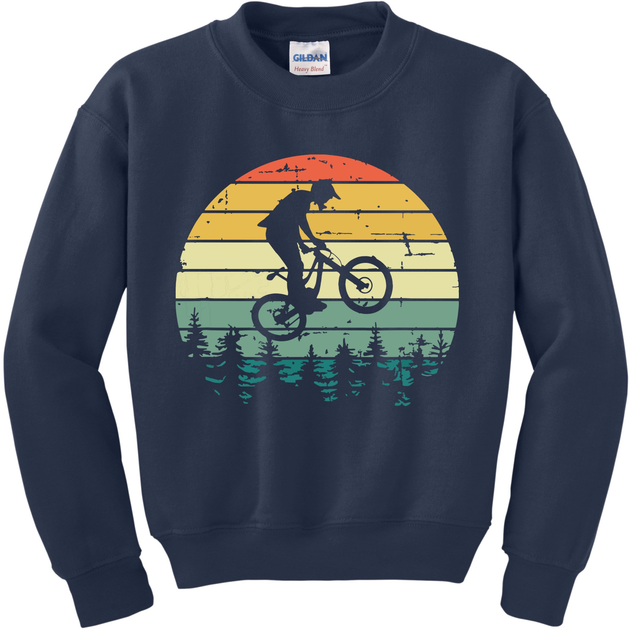 Mountain Bike Vintage Downhill Biking MTB Riding Kids Sweatshirt