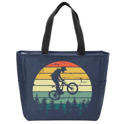 Mountain Bike Vintage Downhill Biking MTB Riding Zip Tote Bag