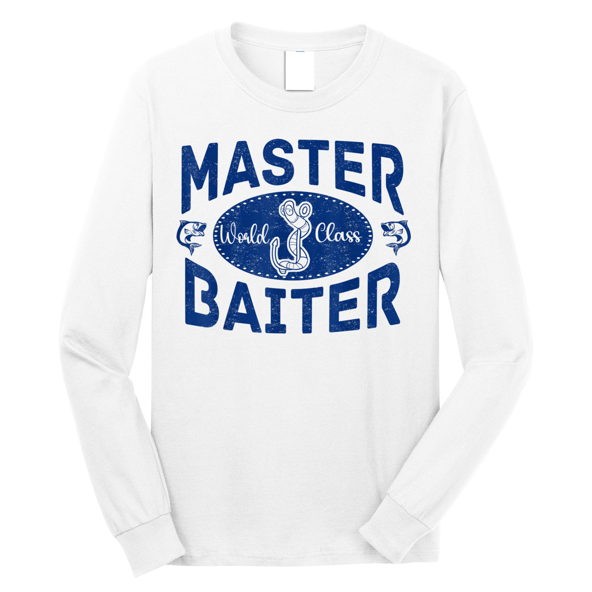 Master Baiter Vintage Bass Fishing Fisherman Men Funny Long Sleeve Shirt