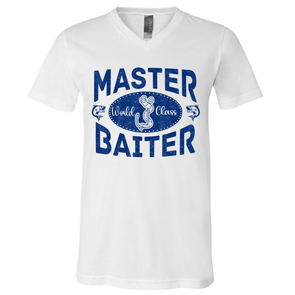 Master Baiter Vintage Bass Fishing Fisherman Men Funny V-Neck T-Shirt