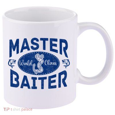 Master Baiter Vintage Bass Fishing Fisherman Men Funny 11oz C Handle Ceramic Mug