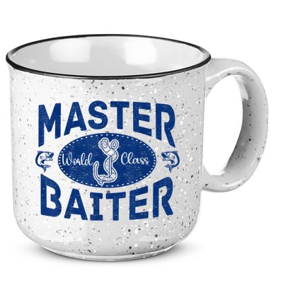 Master Baiter Vintage Bass Fishing Fisherman Men Funny 15oz Campfire Ceramic Mug