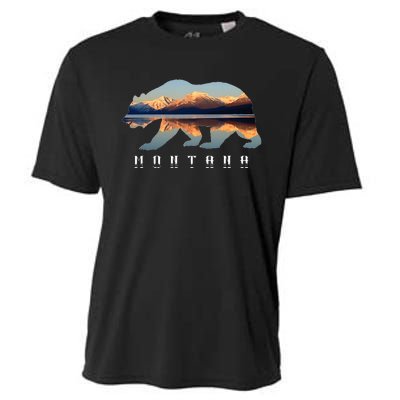 Montana Bear With Glacier National Park Lake Image Souvenir Cooling Performance Crew T-Shirt