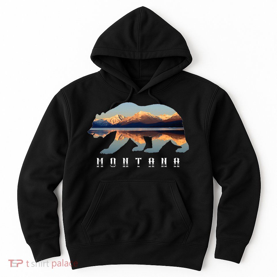 Montana Bear With Glacier National Park Lake Image Souvenir Hoodie