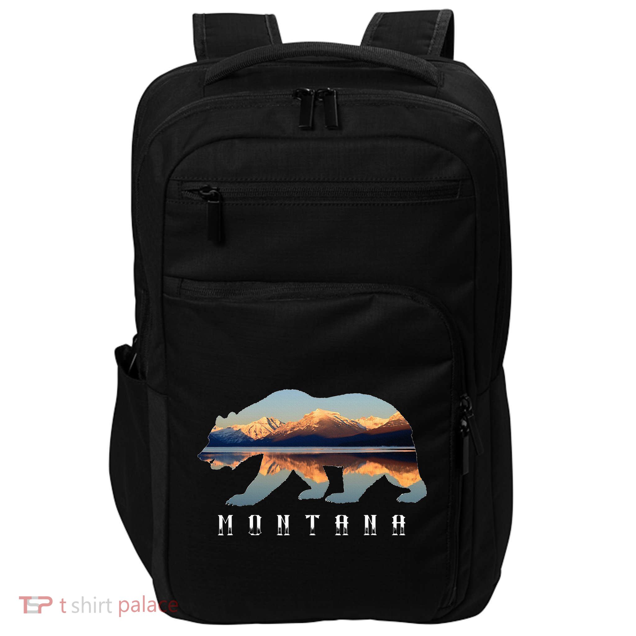 Montana Bear With Glacier National Park Lake Image Souvenir Impact Tech Backpack