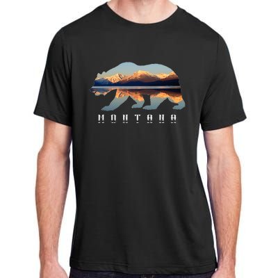 Montana Bear With Glacier National Park Lake Image Souvenir Adult ChromaSoft Performance T-Shirt