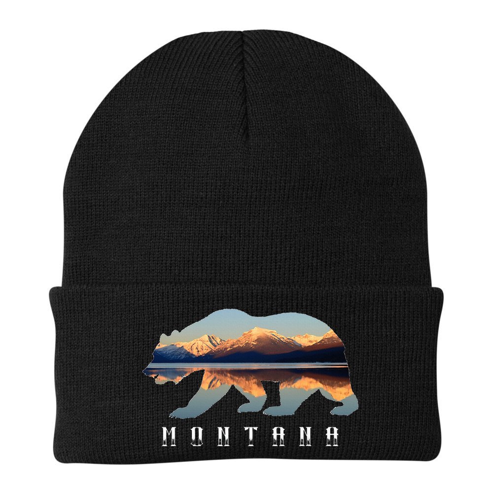 Montana Bear With Glacier National Park Lake Image Souvenir Beanie