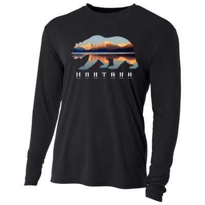 Montana Bear With Glacier National Park Lake Image Souvenir Cooling Performance Long Sleeve Crew